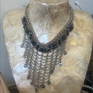 Elegant Silver and Black Chain Necklace